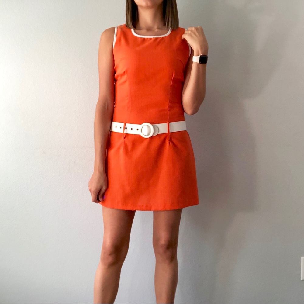 90’s orange linen dress